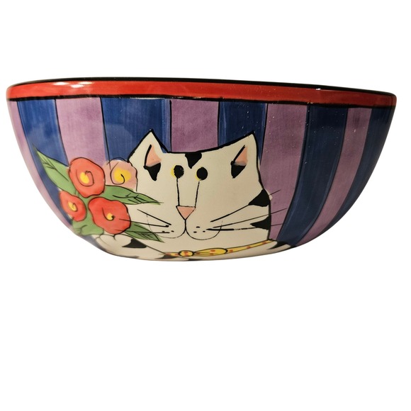 Catzilla Candace Reiter Hand Painted Cat Kitty Heart Shaped Bowl Dish - Picture 1 of 7